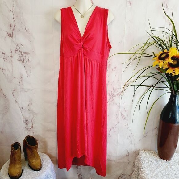 Chico's cherry red twist v neck dress - Picture 1 of 5